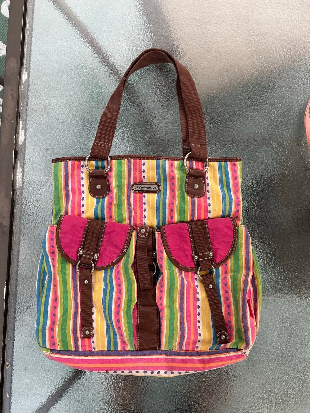 Unionbay Multicolor Striped Canvas Tote Bag